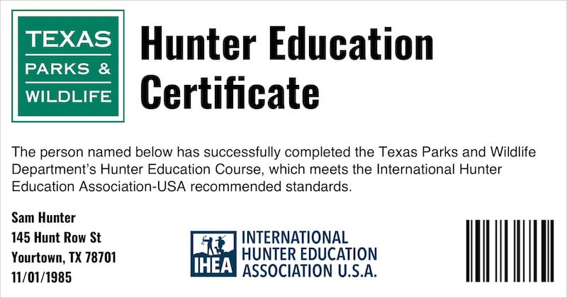 Texas Hunter Education Certificate